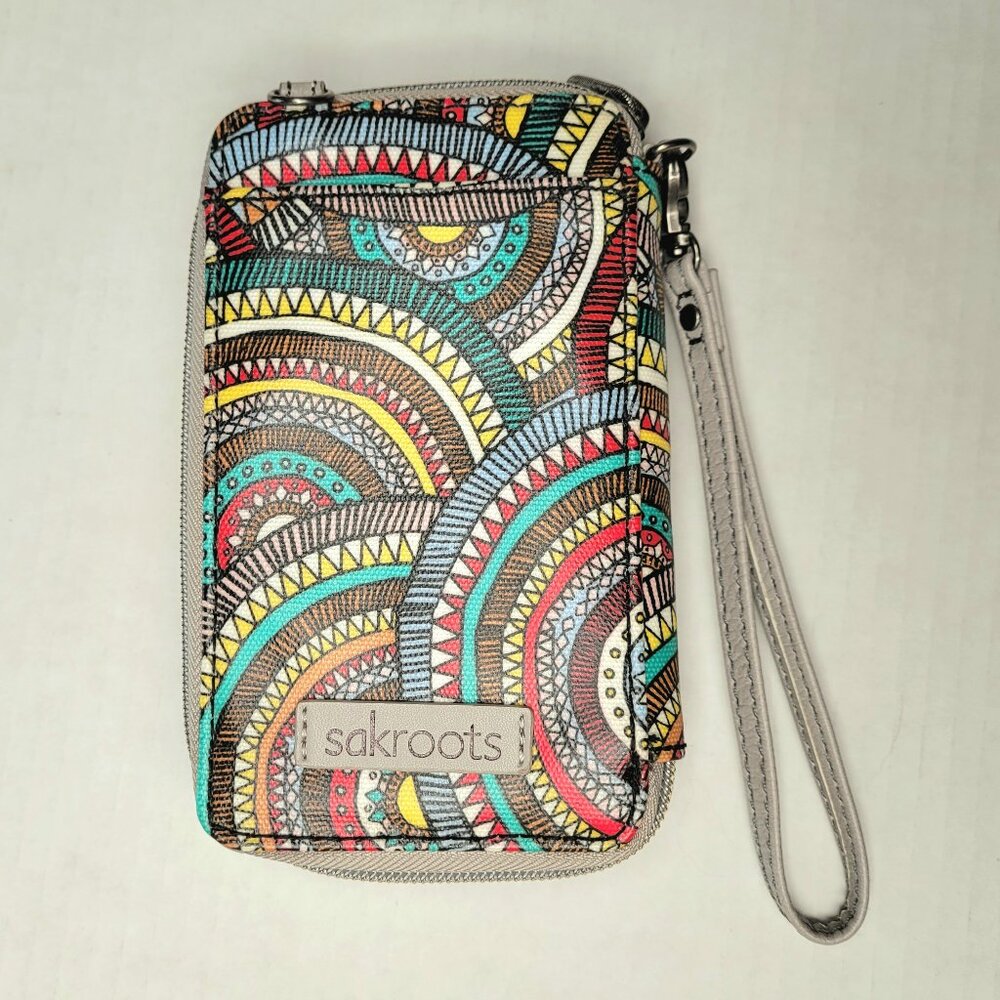 Sakroots Artist Circle Smartphone Wallet Wristlet 6"x4" Rainbow Wanderlust